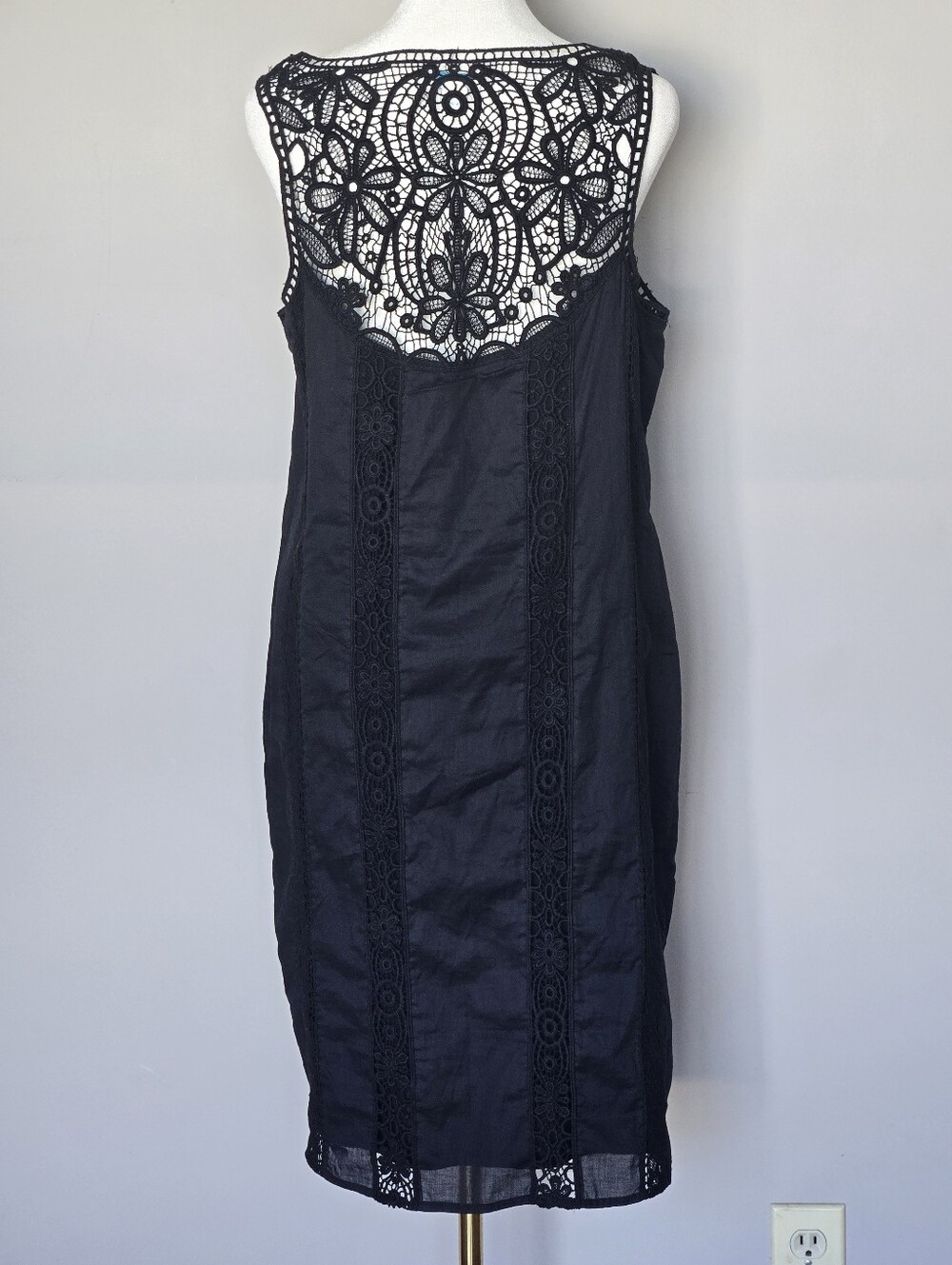 Sundance Amira Black Lace Yoke Crochet Bohemian Sleeveless Mini Dress Size M - Picture 11 of 11